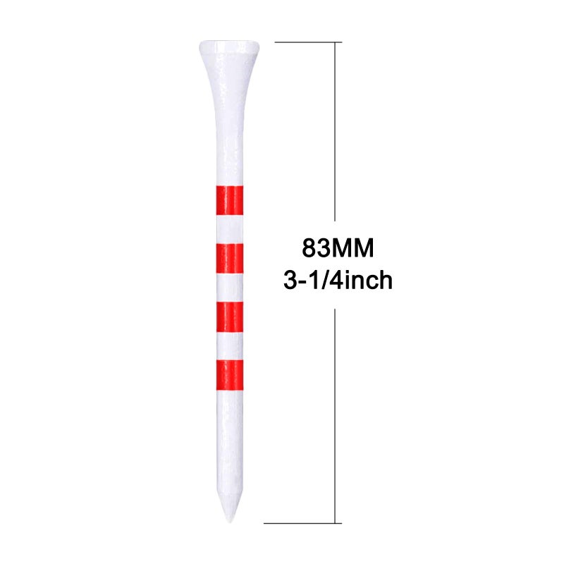 Zivisk Wooden Golf Tees 3-1/4 inch 100 Count, 3.25" Tall Golf Wood Bamboo Tees(White & Red, 83MM) - Image 2